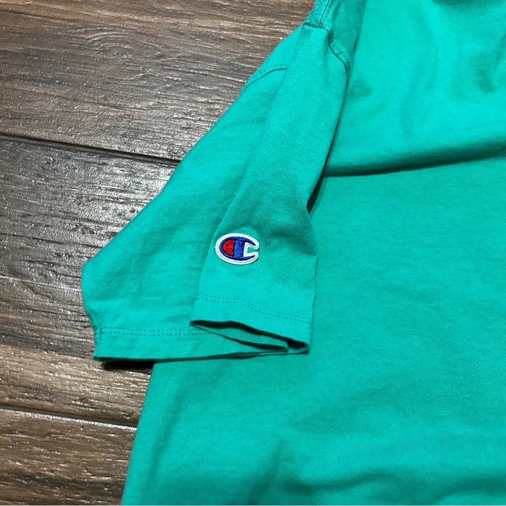 Champion Men’s Short Sleeve‎ Medium Shirt Green with Neon Green Letters - Picture 8 of 10
